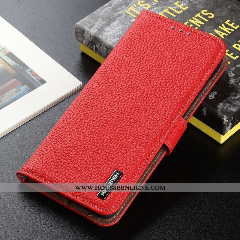Housse Samsung Galaxy M32 Véritable Cuir Litchi KHAZNEH RFID