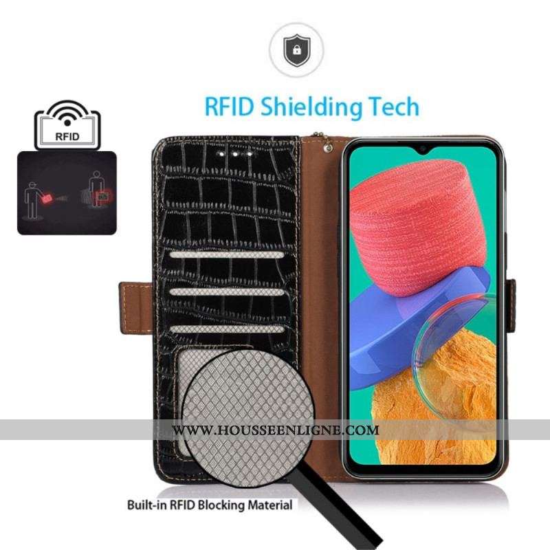 Housse Samsung Galaxy M33 5G Style Crocodile RFID