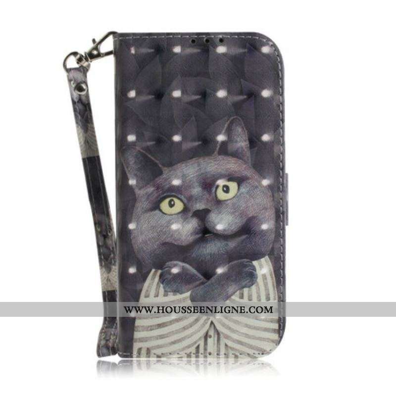 Housse Samsung Galaxy M51 Chat Gris à Lanière