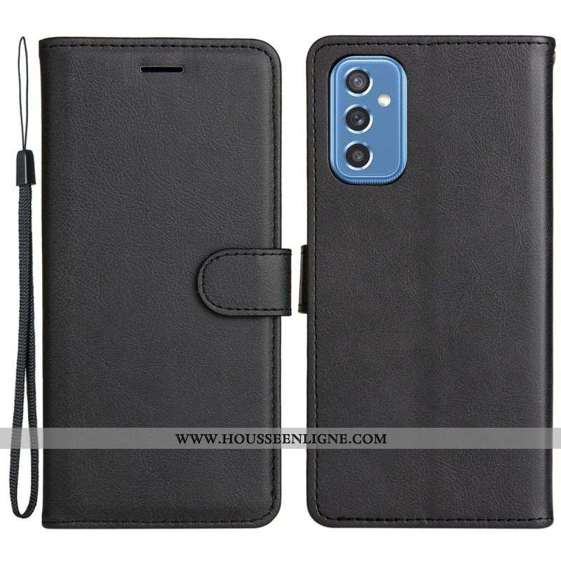 Housse Samsung Galaxy M52 5G Cuir Mat à Lanière