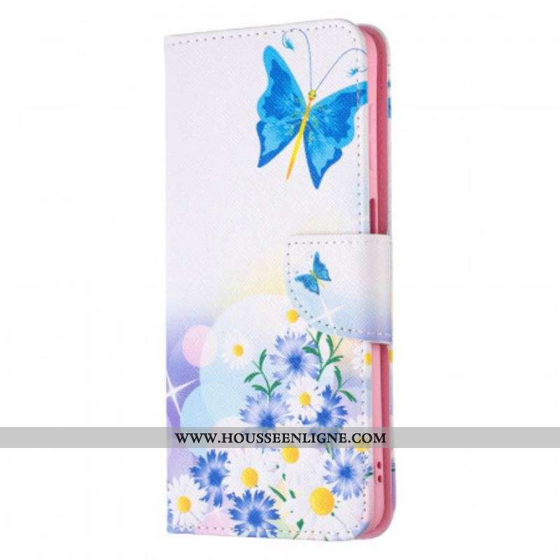 Housse Samsung Galaxy M52 5G Papillon et Fleurs