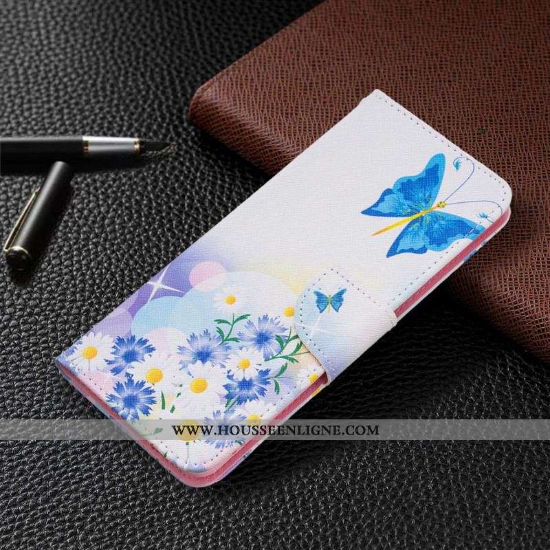 Housse Samsung Galaxy M52 5G Papillon et Fleurs