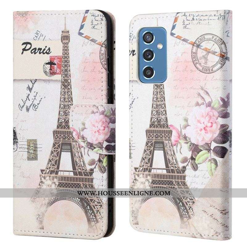 Housse Samsung Galaxy M52 5G Tour Eiffel Retro
