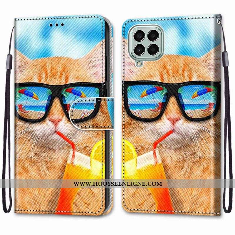 Housse Samsung Galaxy M53 5G Chat Star à Lanière
