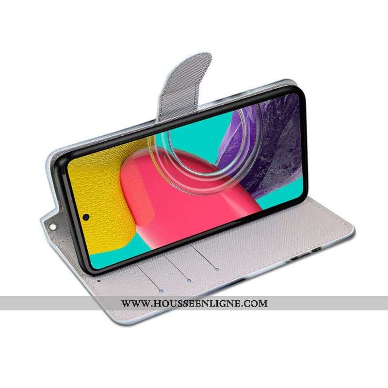 Housse Samsung Galaxy M53 5G Chaton Gris à Lanière