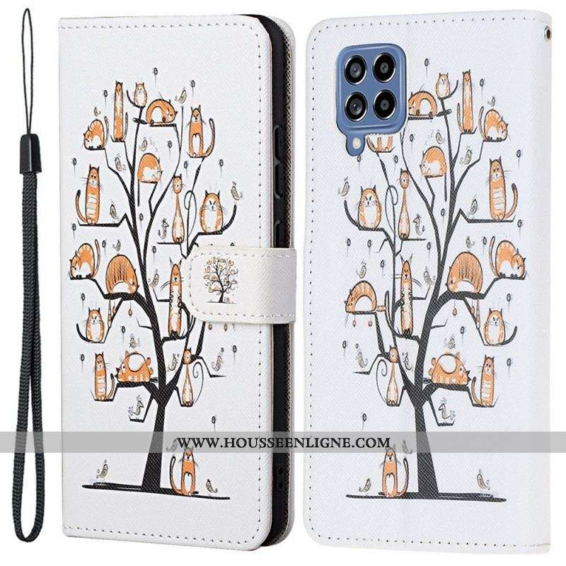 Housse Samsung Galaxy M53 5G Chats à Lanière