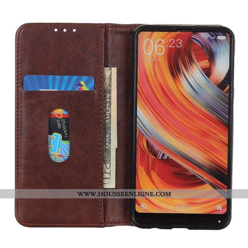 Housse Samsung Galaxy M53 5G Cuir Fendu Litchi