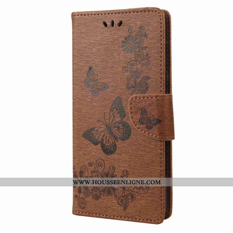 Housse Samsung Galaxy M53 5G Design Papillons à Lanière