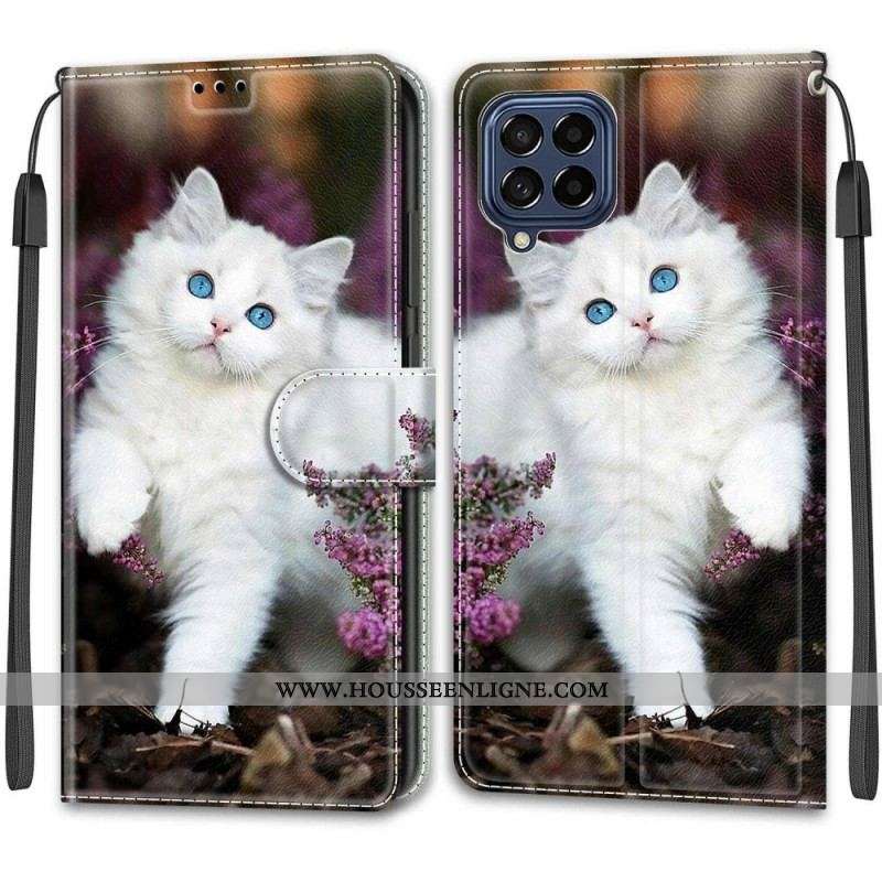 Housse Samsung Galaxy M53 5G Fan des Chats à Lanière
