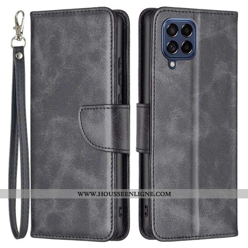 Housse Samsung Galaxy M53 5G Fermoir Oblique avec Lanière