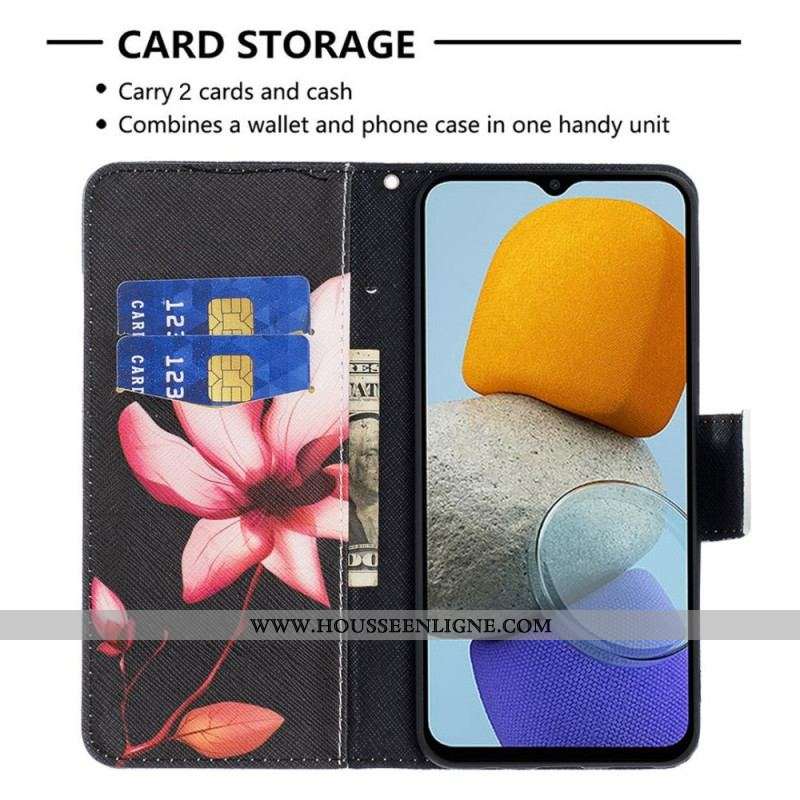 Housse Samsung Galaxy M53 5G Fleur sur Fond Noir
