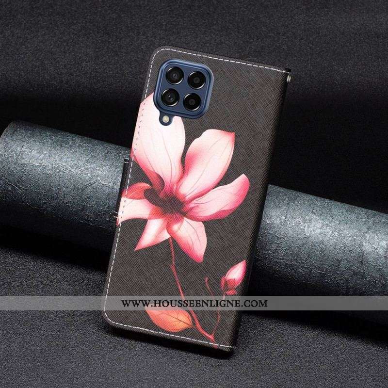 Housse Samsung Galaxy M53 5G Fleur sur Fond Noir