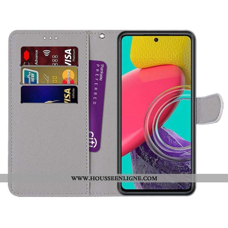 Housse Samsung Galaxy M53 5G Fleurs à Lanière