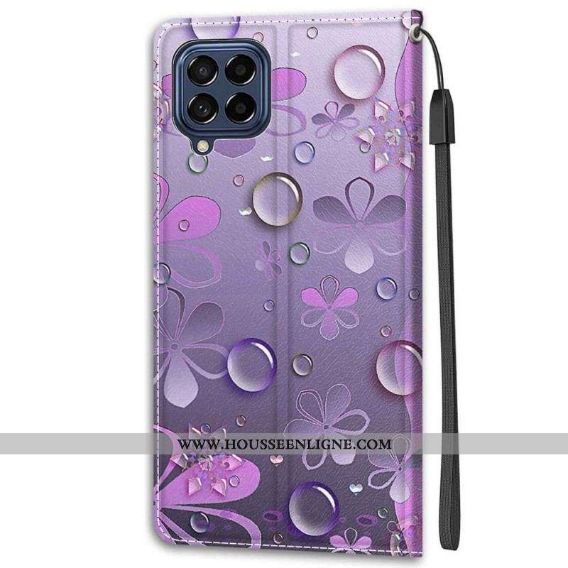 Housse Samsung Galaxy M53 5G Goutes à Lanière