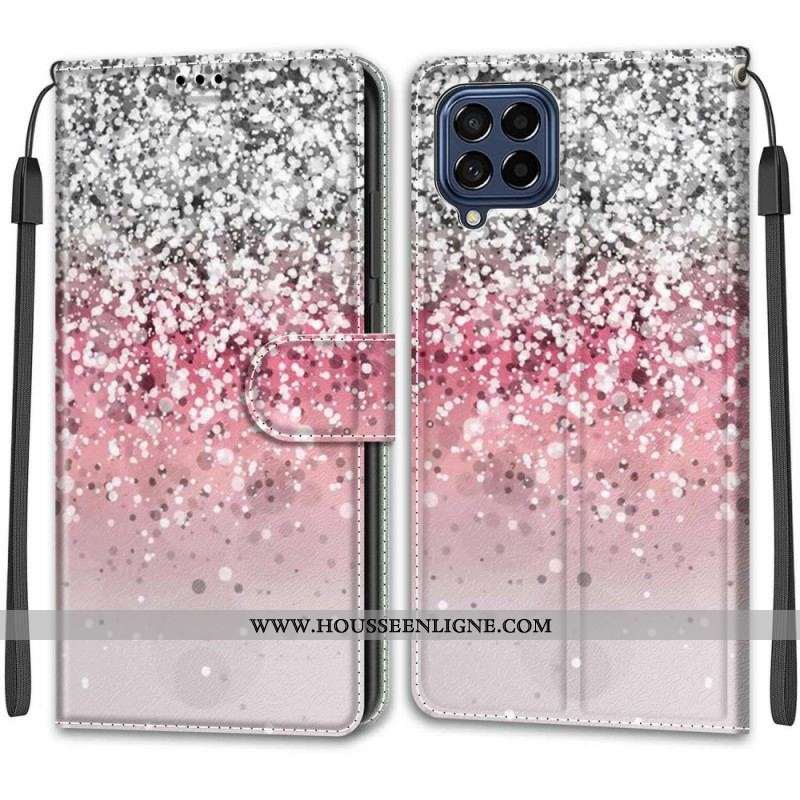 Housse Samsung Galaxy M53 5G Paillettes avec Lanière