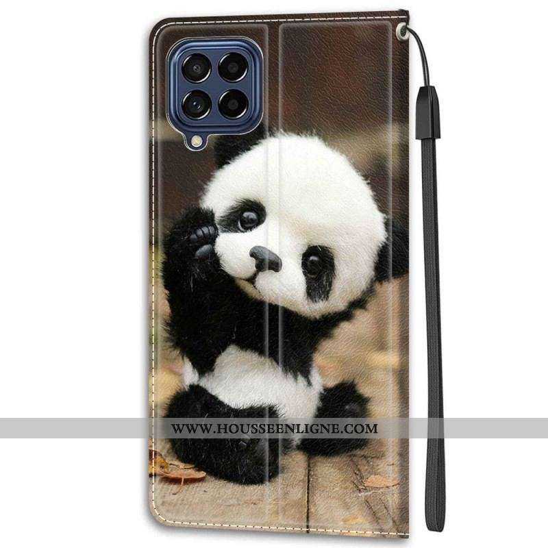 Housse Samsung Galaxy M53 5G Petit Panda à Lanière