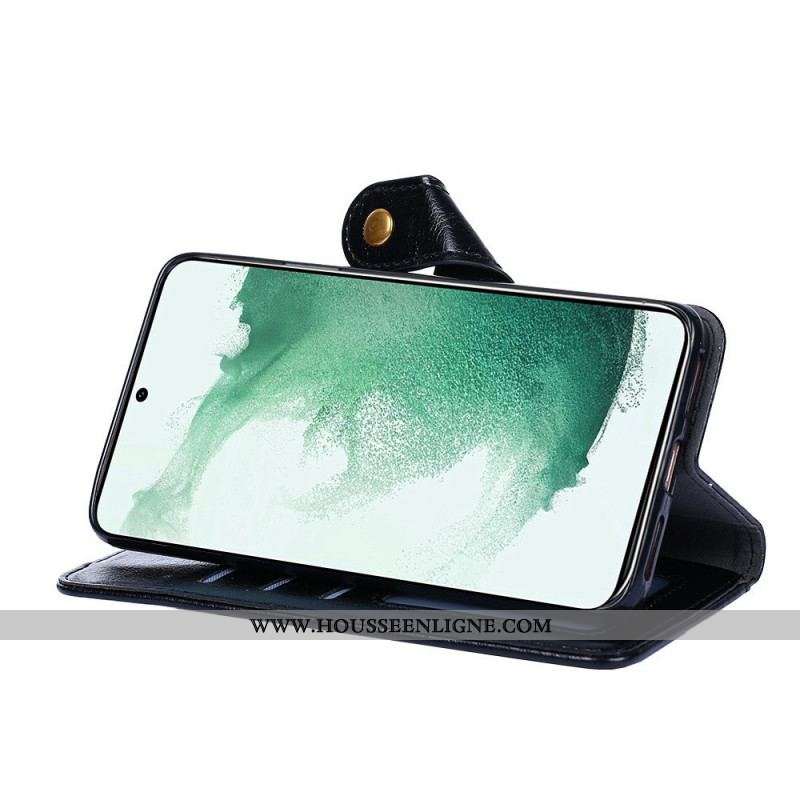 Housse Samsung Galaxy M53 5G Porte-Monnaie Frontal et Lanière