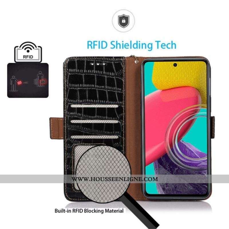 Housse Samsung Galaxy M53 5G Style Crocodile RFID