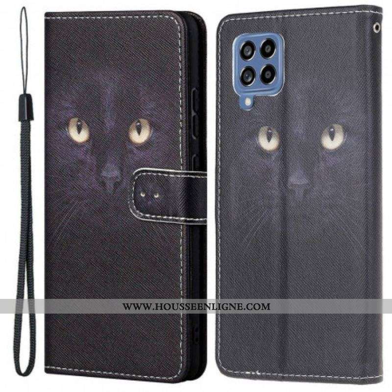 Housse Samsung Galaxy M53 5G Yeux de Chat à Lanière