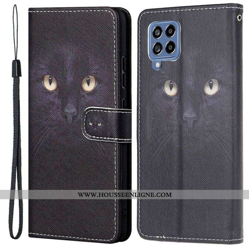 Housse Samsung Galaxy M53 5G Yeux de Chat à Lanière