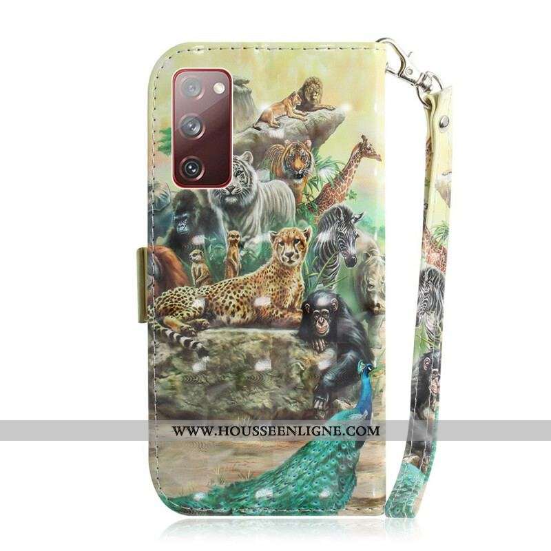 Housse Samsung Galaxy S20 FE Animaux Safari à Lanière