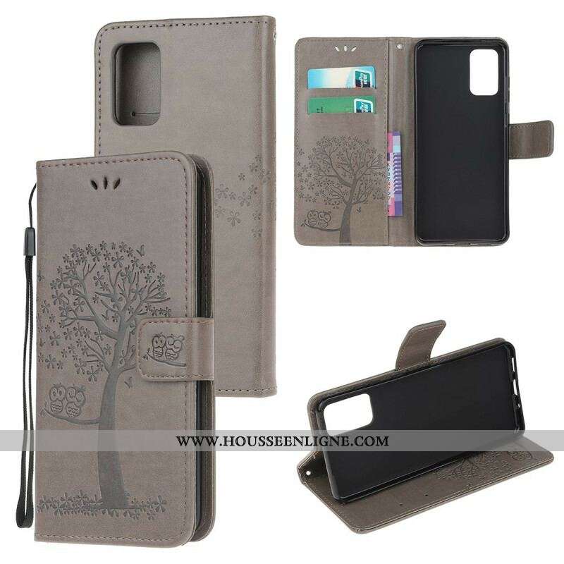 Housse Samsung Galaxy S20 FE Arbre et Hiboux à Lanière