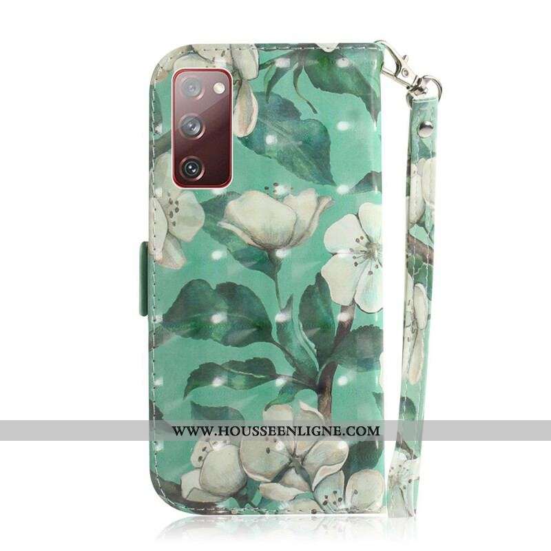 Housse Samsung Galaxy S20 FE Branche en Fleurs à Lanière