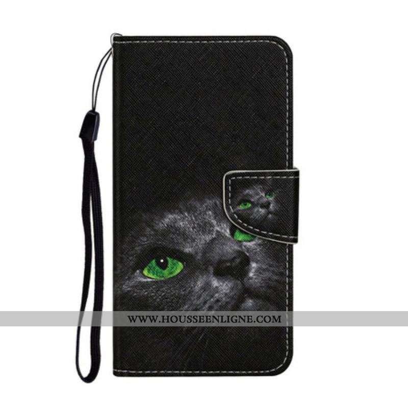 Housse Samsung Galaxy S20 FE Chat aux Yeux Verts avec Lanière