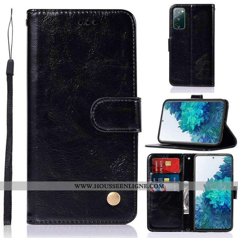 Housse Samsung Galaxy S20 FE Effet Cuir Vintage à Lanière
