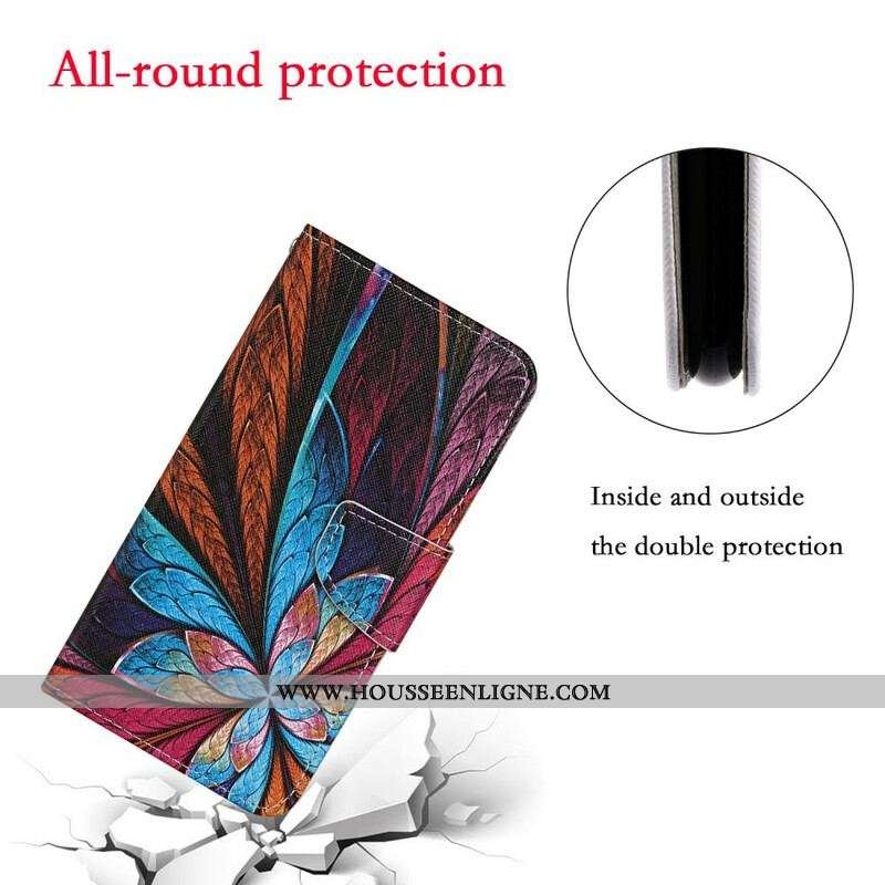 Housse Samsung Galaxy S20 FE Feuilles Colorées avec Lanière