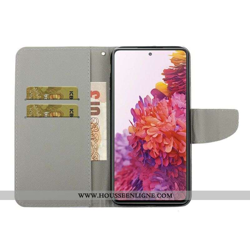 Housse Samsung Galaxy S20 FE Feuilles Colorées avec Lanière