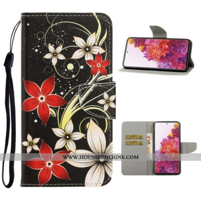 Housse Samsung Galaxy S20 FE Fleurs Colorées à Lanière