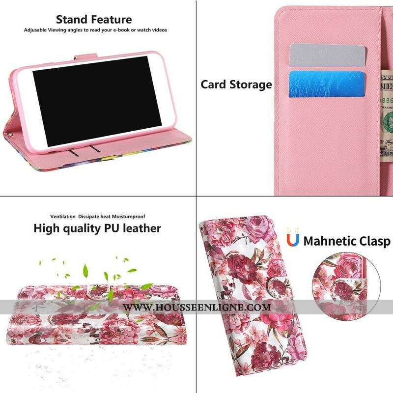 Housse Samsung Galaxy S20 FE Light Spot Roses avec Lanière
