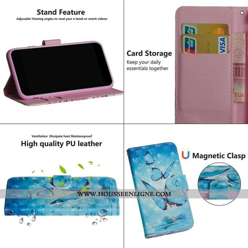 Housse Samsung Galaxy S20 FE Papillons Bleus Volants