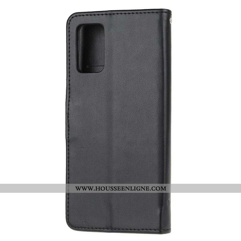 Housse Samsung Galaxy S20 FE Papillons et Fleurs à Lanière