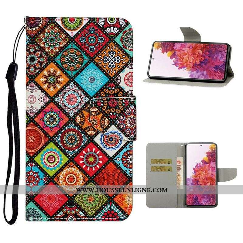 Housse Samsung Galaxy S20 FE Patchwork Mandalas avec Lanière
