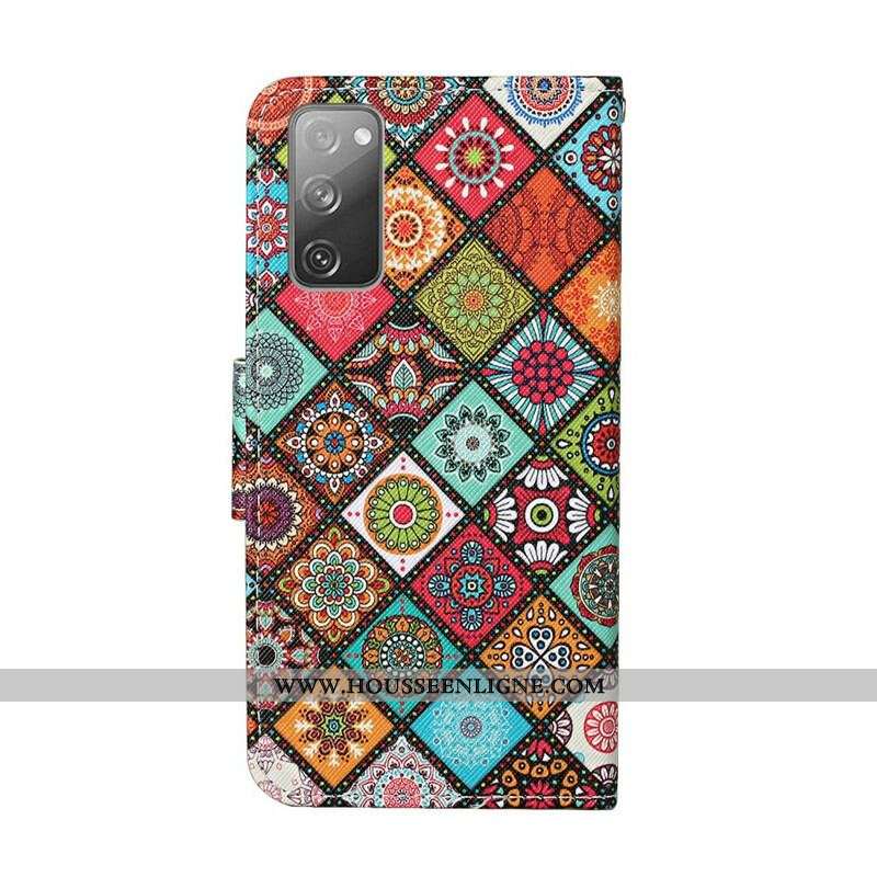 Housse Samsung Galaxy S20 FE Patchwork Mandalas avec Lanière