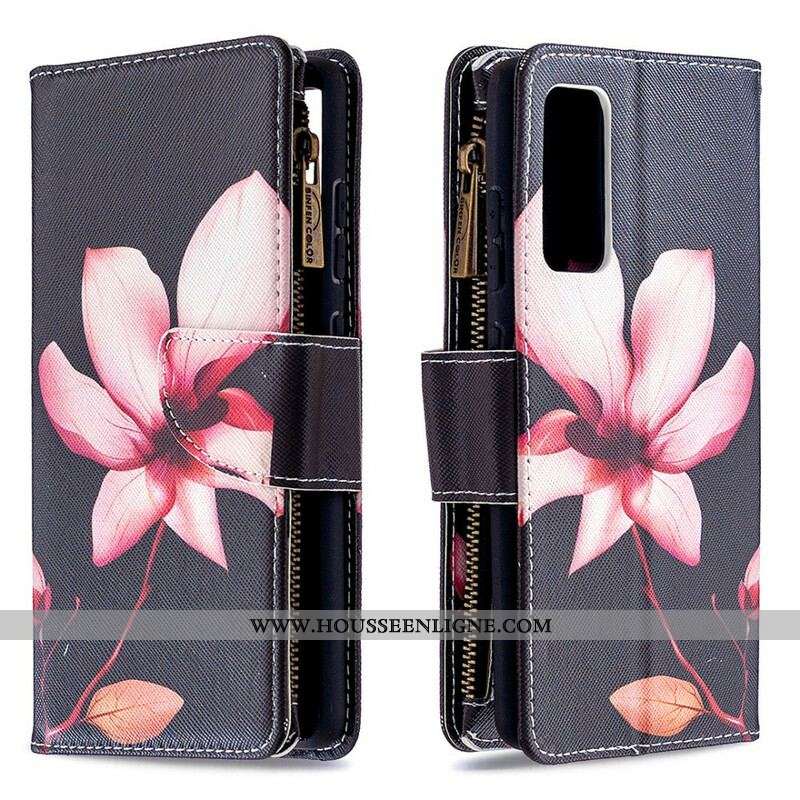 Housse Samsung Galaxy S20 FE Poche Zippée Fleur