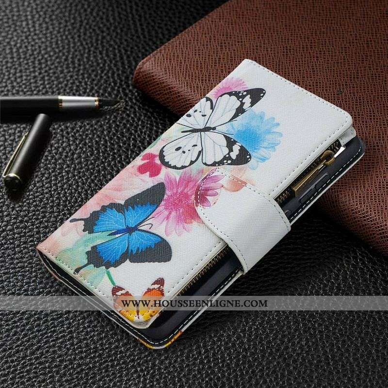 Housse Samsung Galaxy S20 FE Poche Zippée Papillons