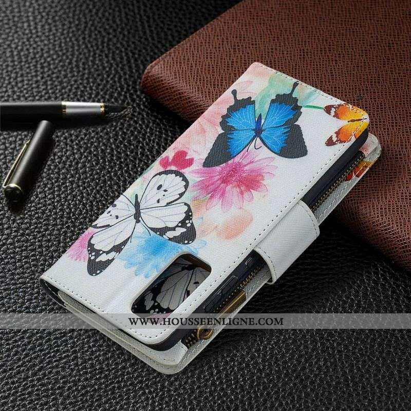Housse Samsung Galaxy S20 FE Poche Zippée Papillons