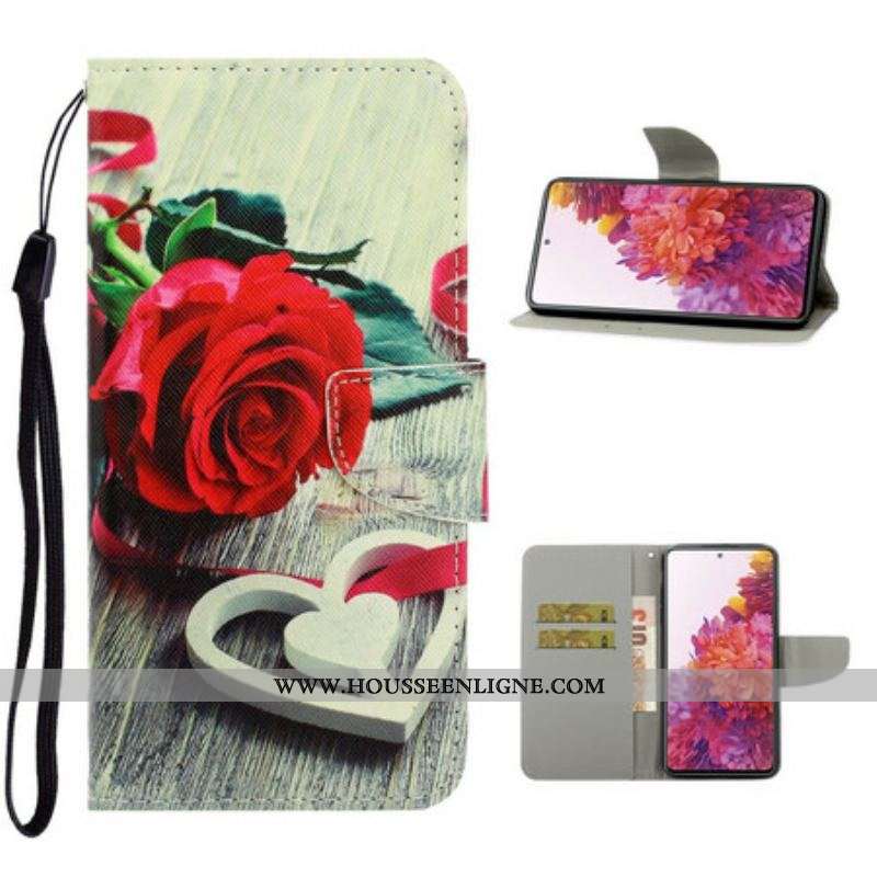 Housse Samsung Galaxy S20 FE Rose Romantique à Lanière