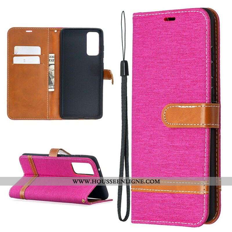 Housse Samsung Galaxy S20 FE Tissu et Effet Cuir à Lanière