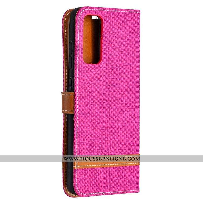Housse Samsung Galaxy S20 FE Tissu et Effet Cuir à Lanière