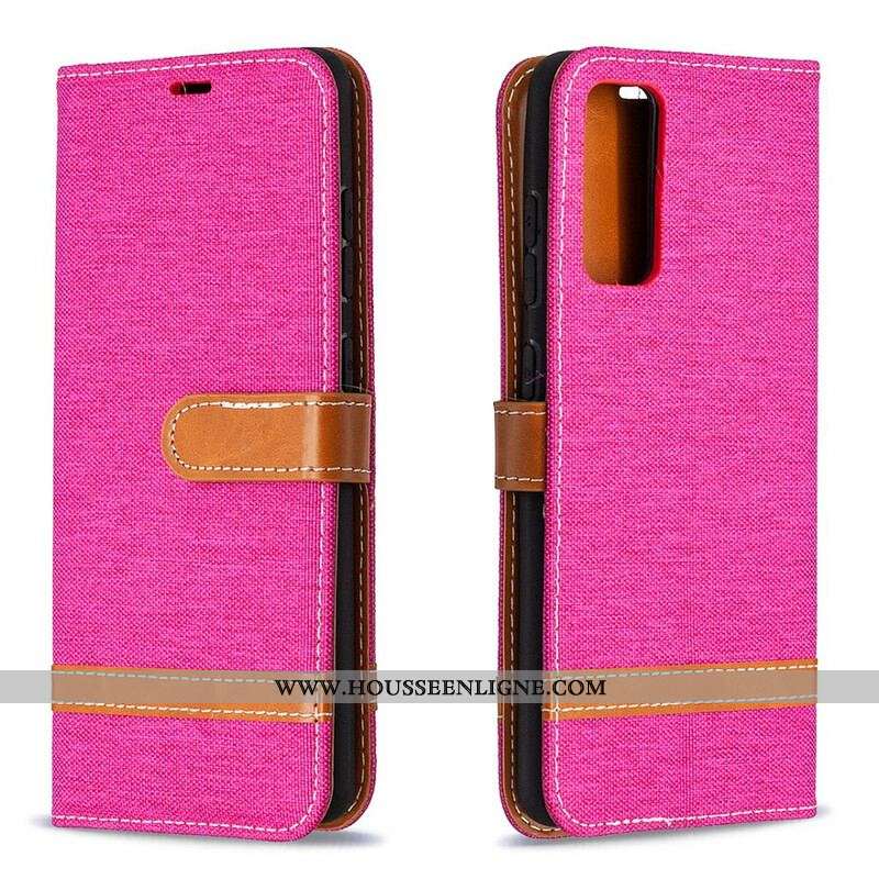 Housse Samsung Galaxy S20 FE Tissu et Effet Cuir à Lanière