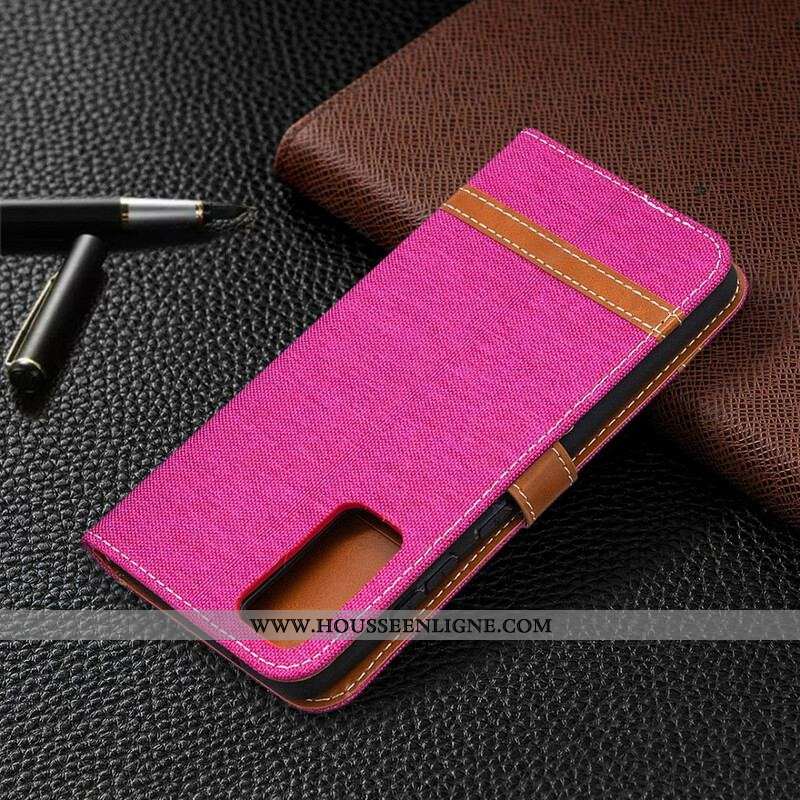 Housse Samsung Galaxy S20 FE Tissu et Effet Cuir à Lanière