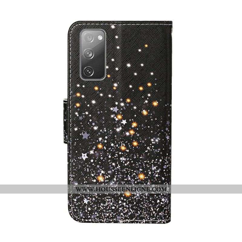 Housse Samsung Galaxy S20 FE Étoiles et Paillettes avec Lanière