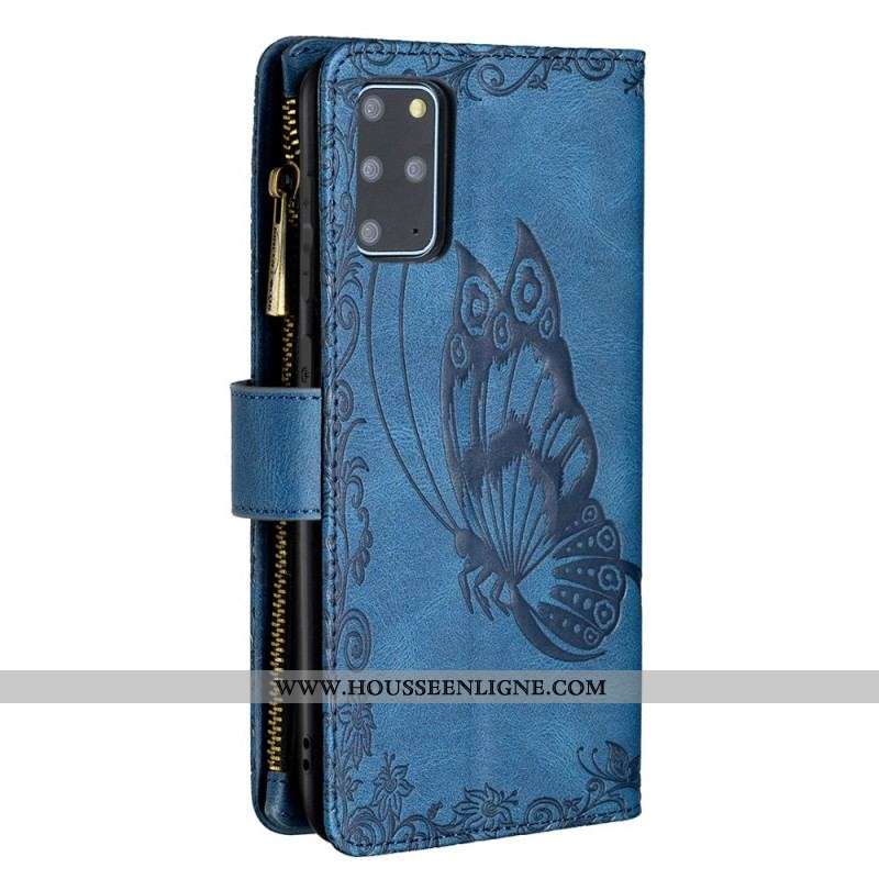 Housse Samsung Galaxy S20 Plus / S20 Plus 5G Papillon Poche Zippée