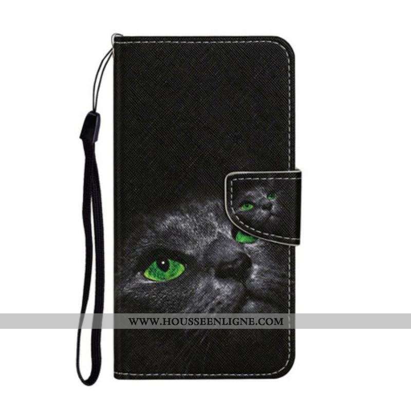 Housse Samsung Galaxy S20 Ultra Chat aux Yeux Verts avec Lanière