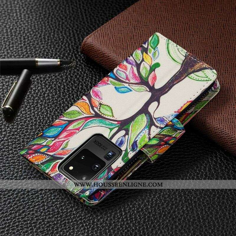 Housse Samsung Galaxy S20 Ultra Poche Zippée Arbre