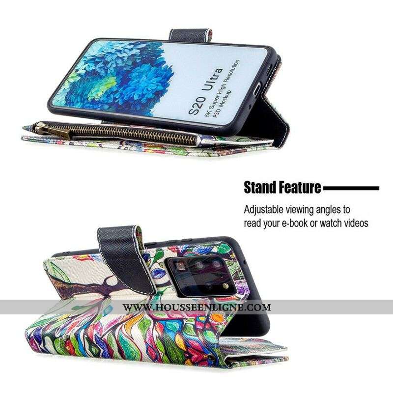 Housse Samsung Galaxy S20 Ultra Poche Zippée Arbre